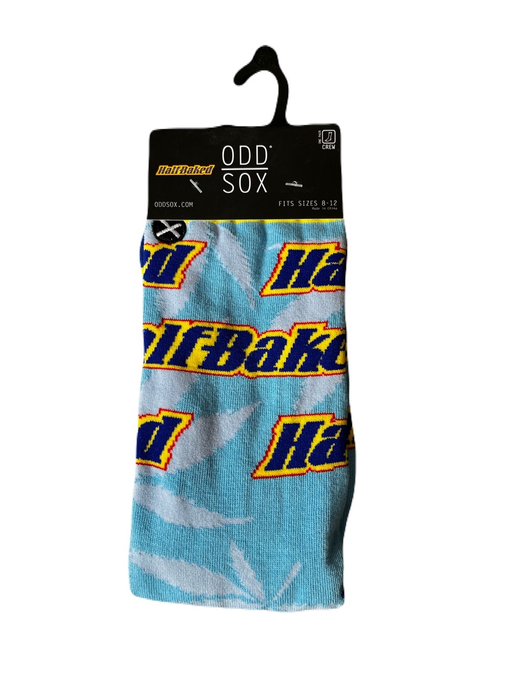 Odd Sox Light Blue 'HalfBaked' Logo Crew Socks